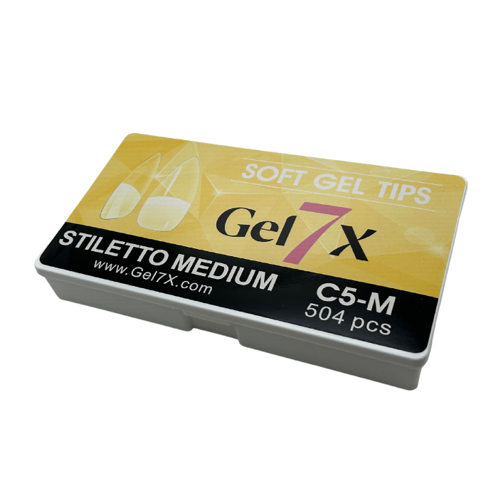 Gel7x Soft Gel Tip - Clear - Stiletto - Medium 504pcs